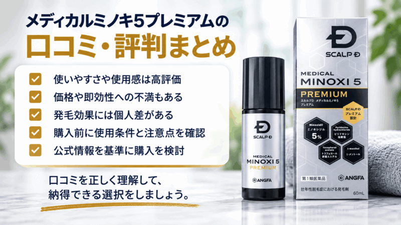 メディカルミノキ5プレミアムの口コミ・評判と購入前の判断ポイントまとめ